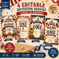 Circus 1st Birthday Invitation Template | Vintage Carnival Party Invite (Digital Download)