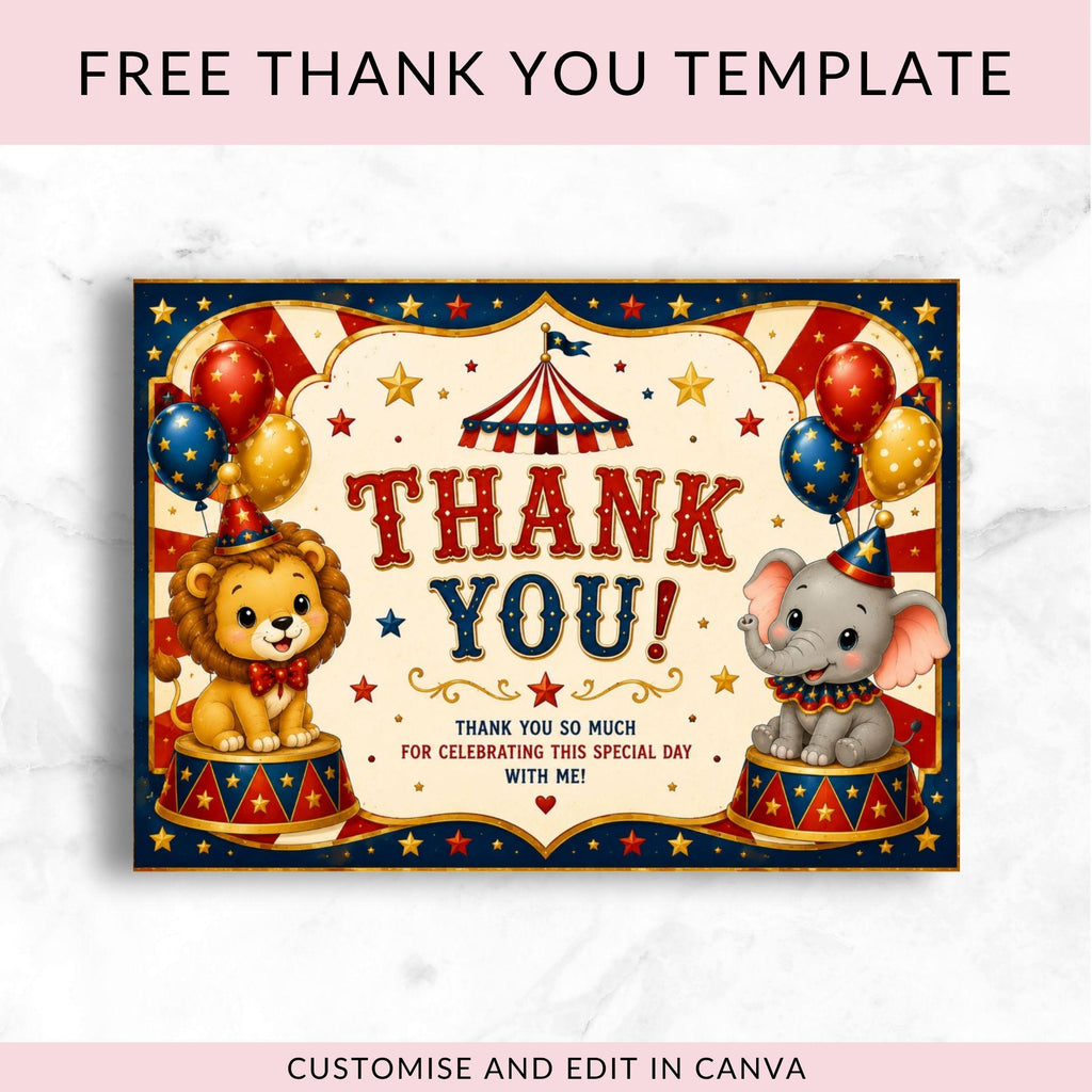 Circus 1st Birthday Invitation Template | Vintage Carnival Party Invite (Digital Download)