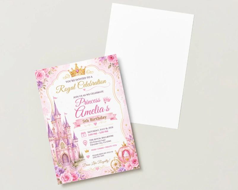 Princess Birthday Party Bundle | Editable Canva Templates (Digital Download)