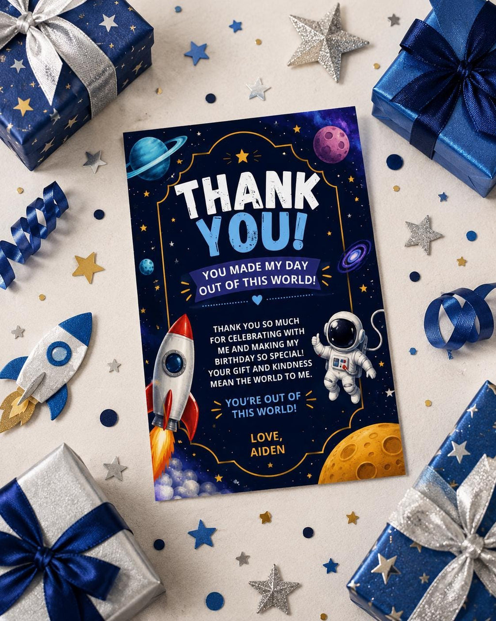 Space Birthday Invitation, Editable Canva Template, Rocket Astronaut Party Invite (5x7 Digital Download)