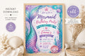 Mermaid Birthday Invitation, Under the Sea Party Template (Digital Download)