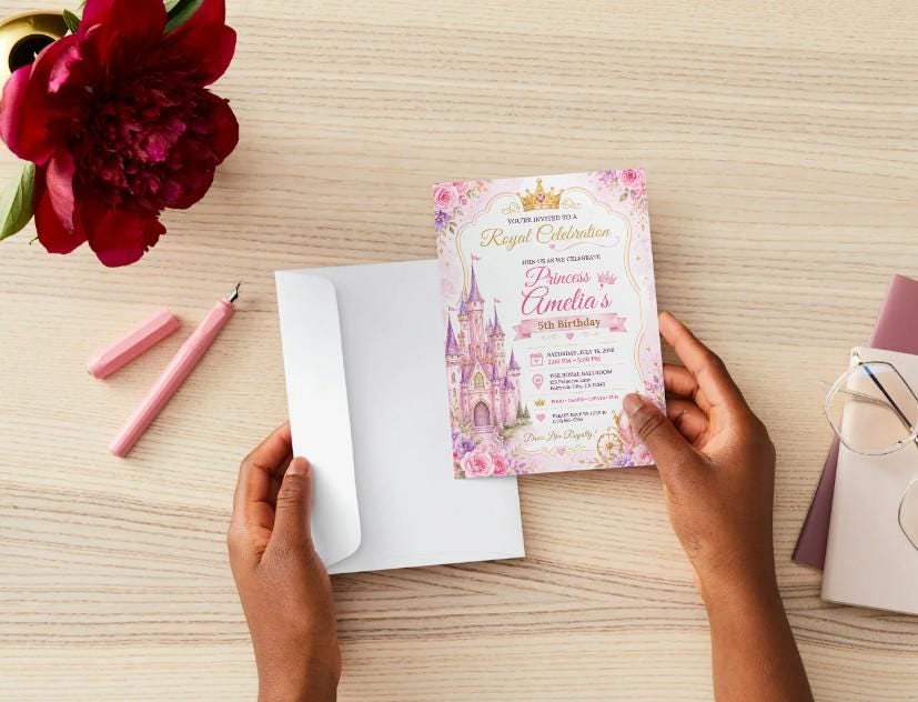Princess Birthday Party Bundle | Editable Canva Templates (Digital Download)