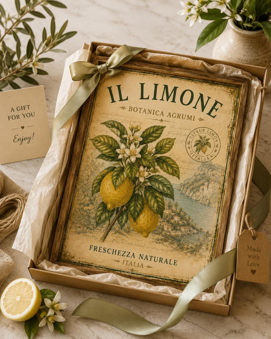 Set of 6 Vintage Italian Lemon Prints, Amalfi Coast Mediterranean Decor (Digital Download)