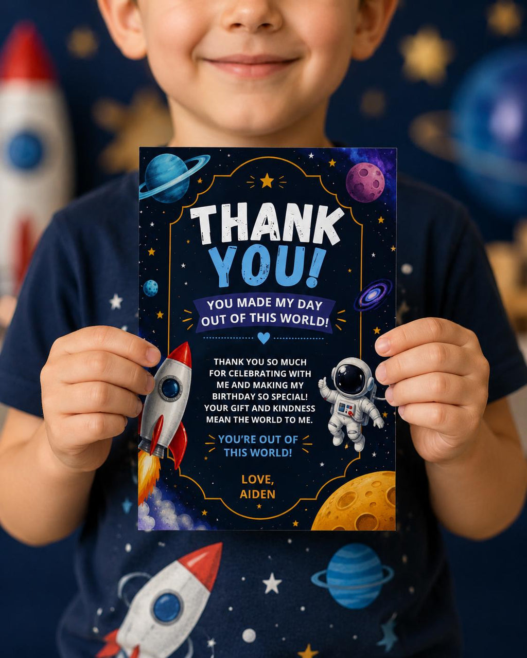Space Birthday Invitation, Editable Canva Template, Rocket Astronaut Party Invite (5x7 Digital Download)